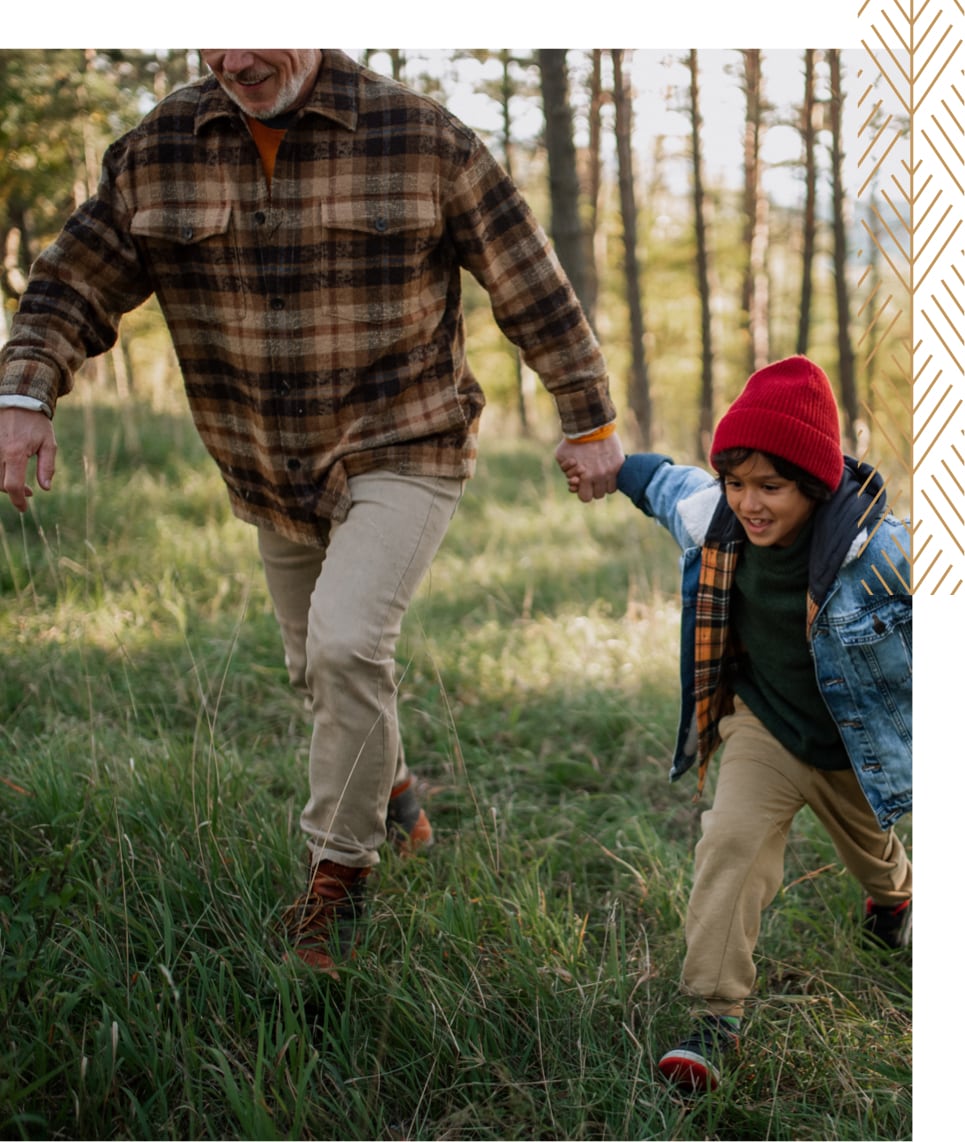 father and son running